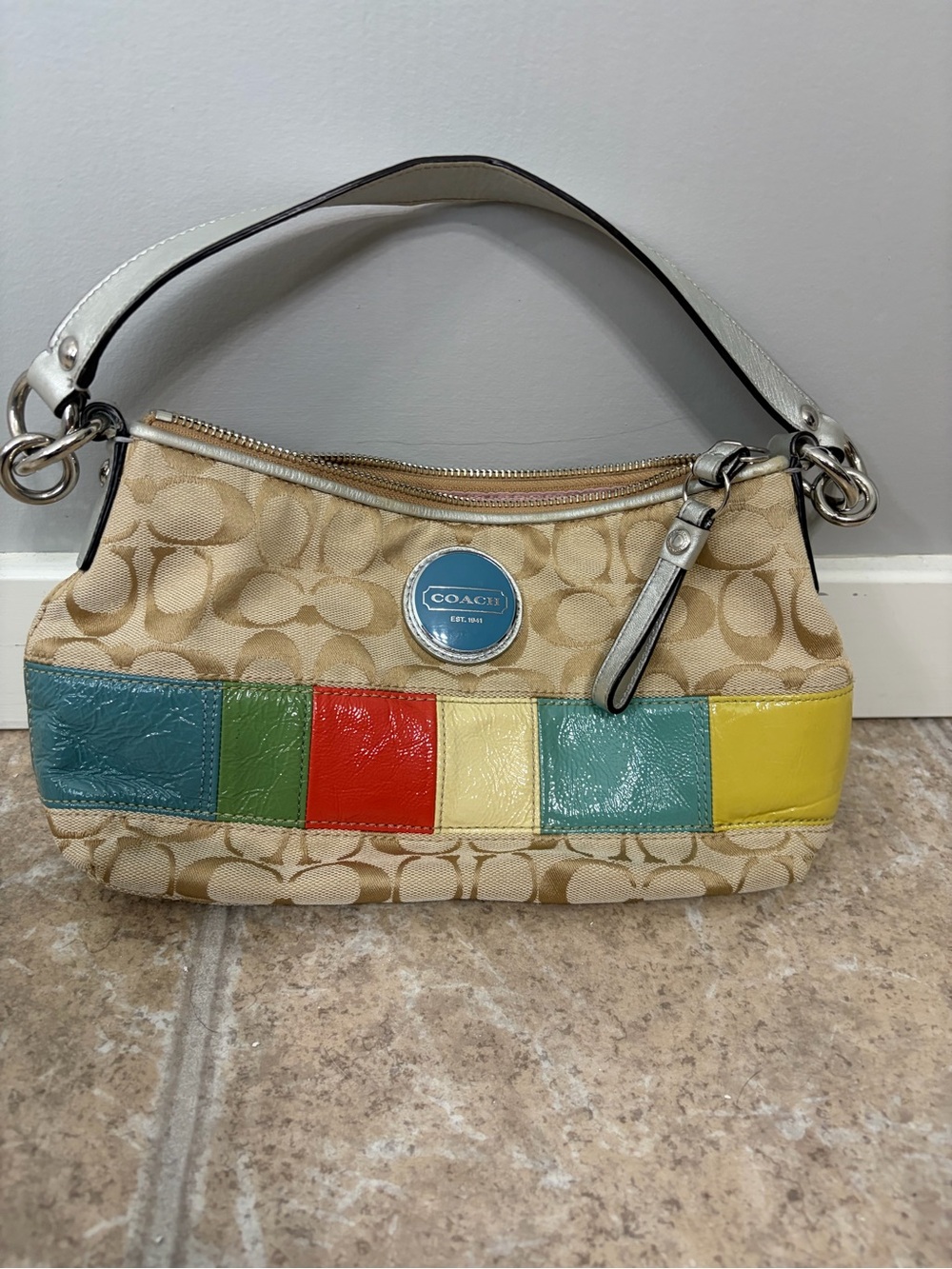 Coach Signature Canvas Multi-Color Patch mini Hobo Bag - Beige - Picture 1 of 6
